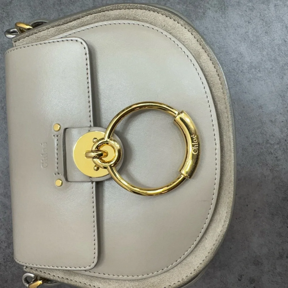 Chloe Gray Crossbody Bag with Gold Ring - Picture 4 of 9